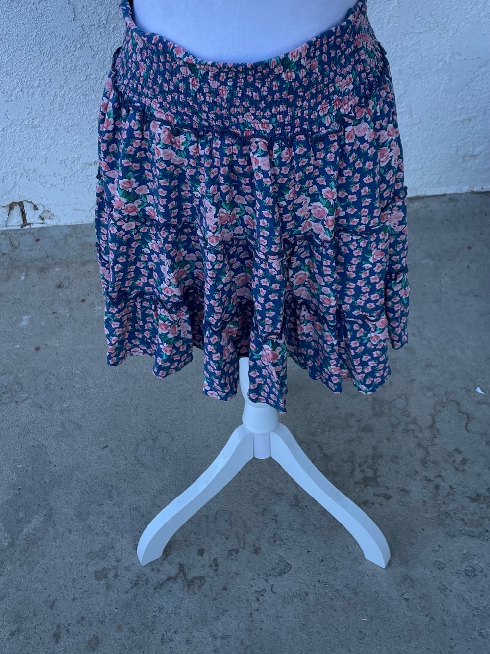 American Eagle Outfitters Navy Skirt with Pink Floral Print